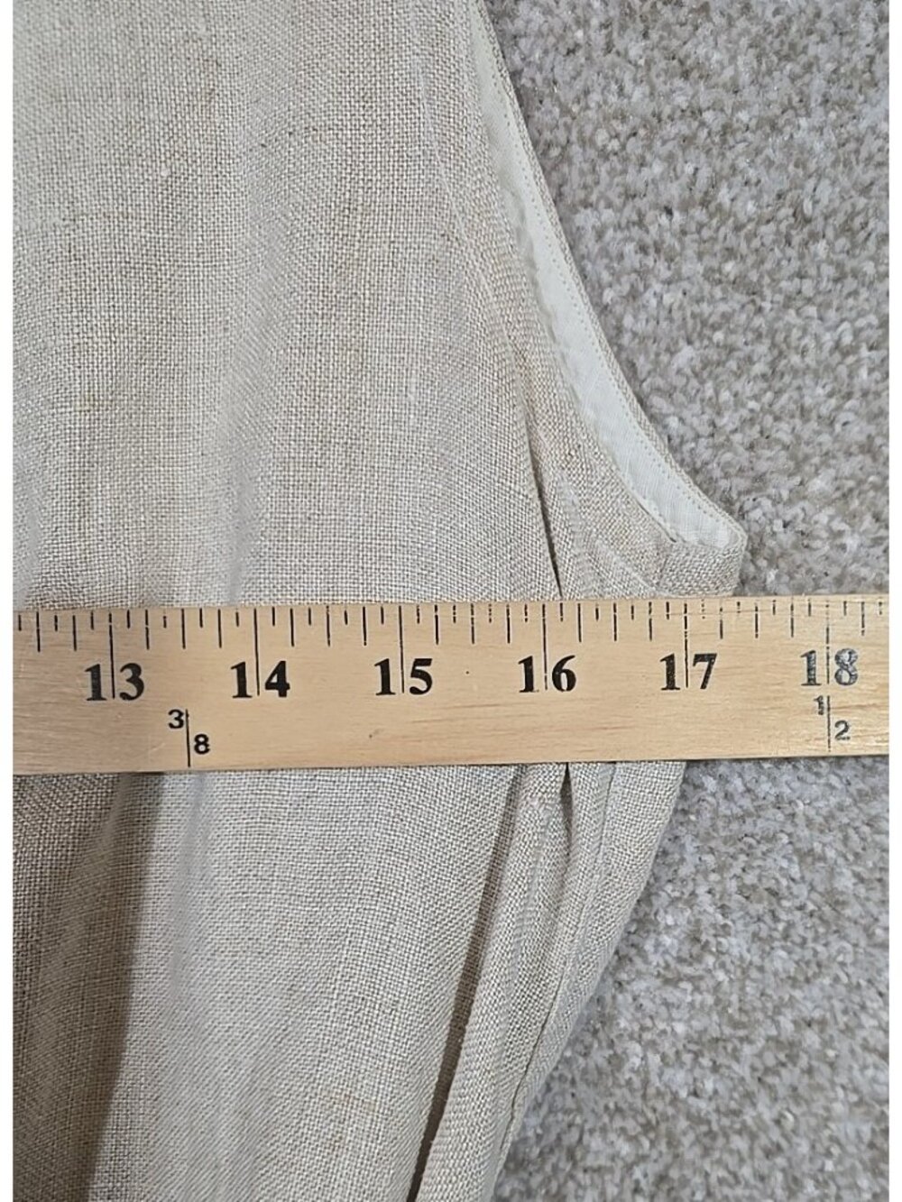 Vtg Linen Vest Long Belted Pockets Collar Beige Boho Maiden America Denver Sz S - Picture 3 of 11